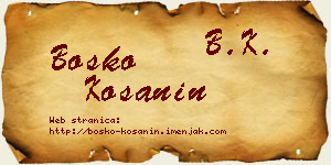 Boško Košanin vizit kartica